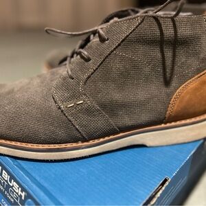 Nunn Bush Gray and Brown Chukka Boots with Textured Canvas